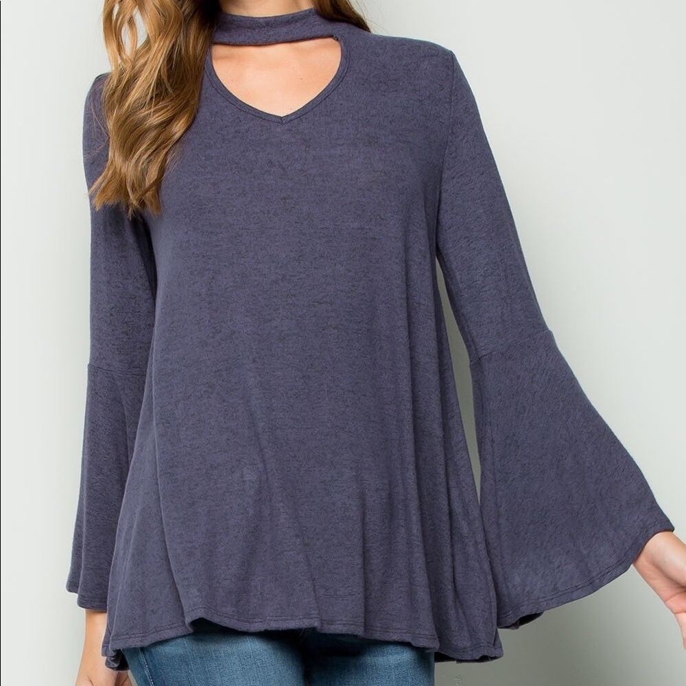Choker neck, bell sleeve light sweater. S,M,L. NWT